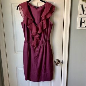 Gap Ruffle Zipper Front Sleeveless Plum Dress